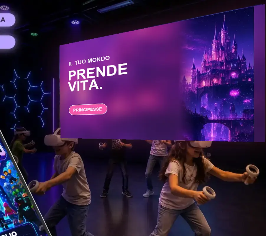 Esempio di tema principesse per gli schermi di un compleanno VRC